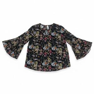 Watermelon Floral Flutter Sleeve Blouse • 3/4 Sleeve • Curved Hem